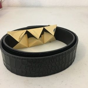 Giuseppe Zanotti Black Belt with Gold Buckle